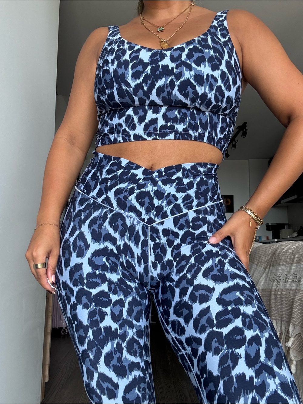 Offline by Aerie High-Waist Animal Print Leggings & Crop Top Set - Blue